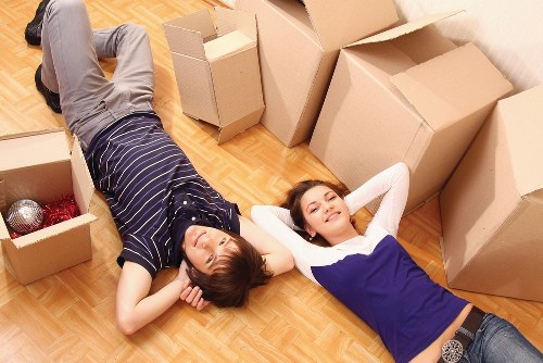 Packed boxes and furniture prepared for a local move in Richmond upon Thames